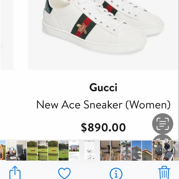 Gucci Womens Ace Sneakers, size
9.5 - 10, barely worn, in box, new laces - Picture 2 of 8